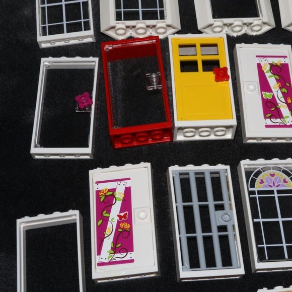 Lego friends doors windows white frames 28327 lot castle door, panes - Picture 5 of 16